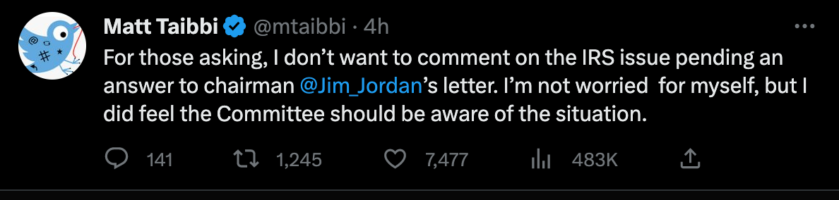 IRS Made House Visit To #TwitterFiles Journalist's Home